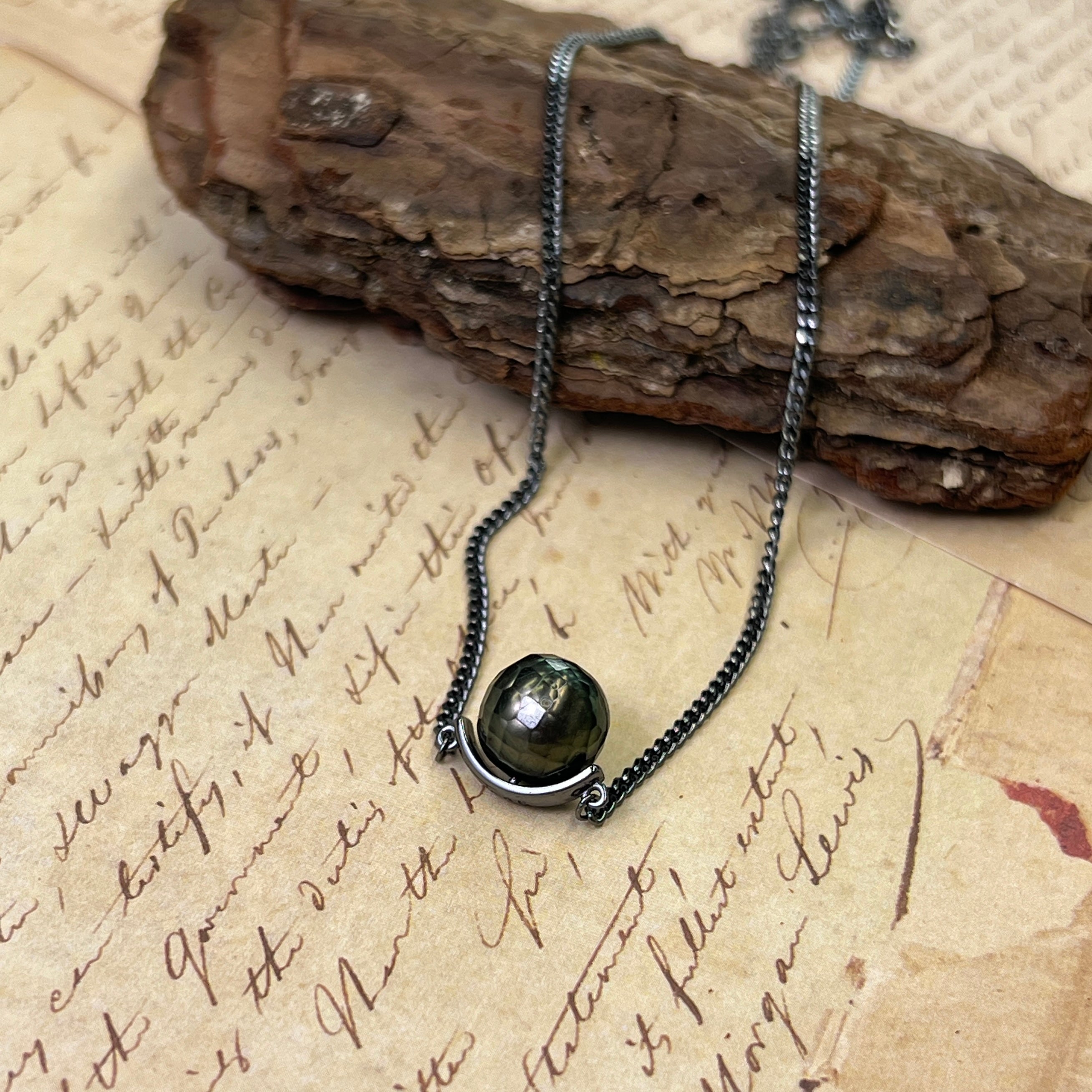 【Black Knight 】S925 Silver Half Round Bracelet Necklace 【PEARLISM】