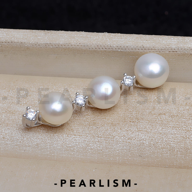 【Pearlism】Fashion Pendant 925 Sterling Silver Pearl Accessories 10-12mm (Pearls Not Included)