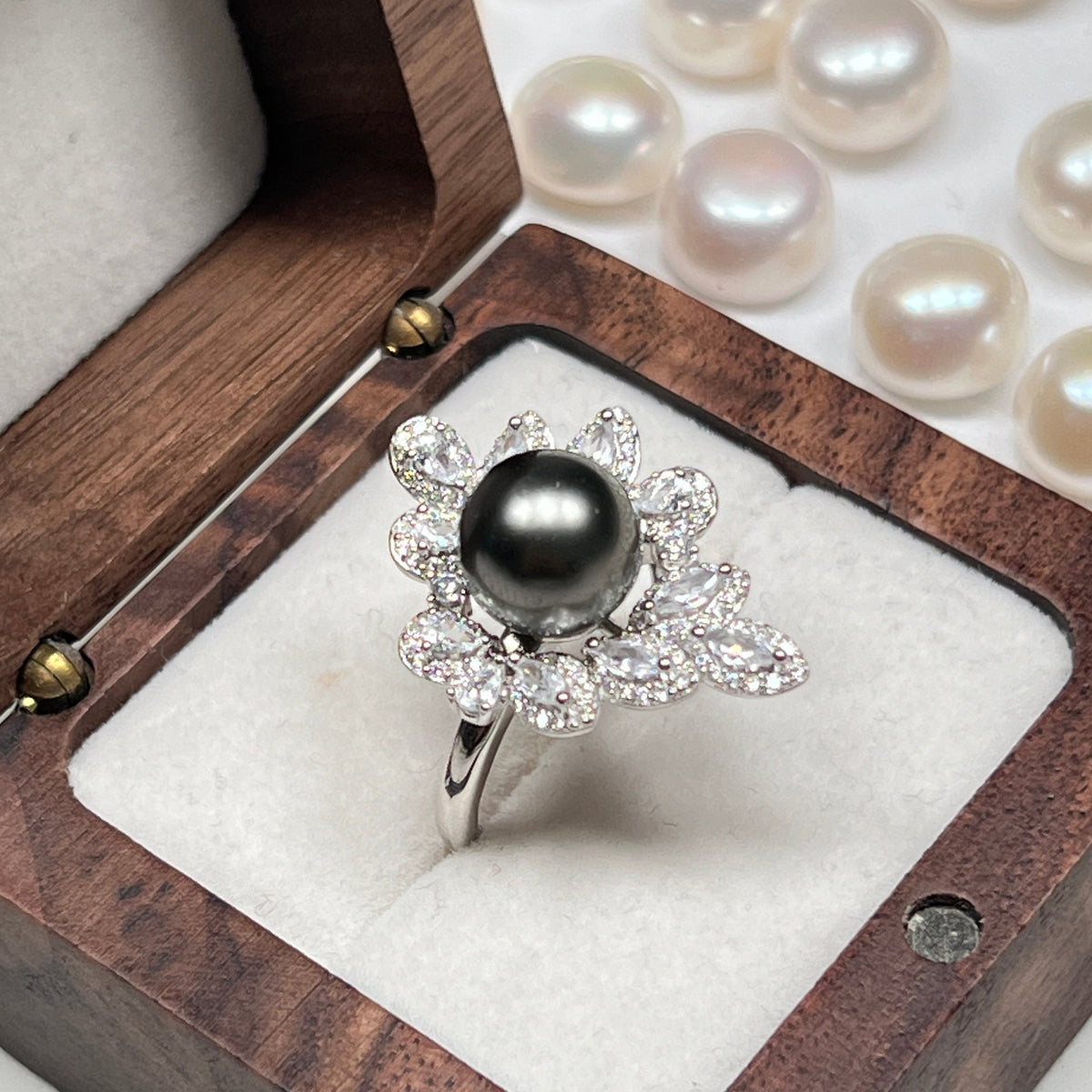 Leaf Tahitian Pearl ring S925 9-10mm