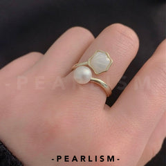 【Pearlism】Freshwater Pearl Shell Design Fashion Adjustable Ring