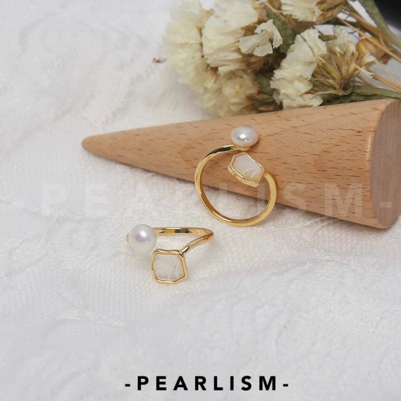 【Pearlism】Freshwater Pearl Shell Design Fashion Adjustable Ring