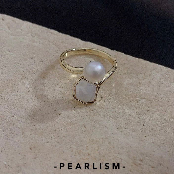 【Pearlism】Freshwater Pearl Shell Design Fashion Adjustable Ring